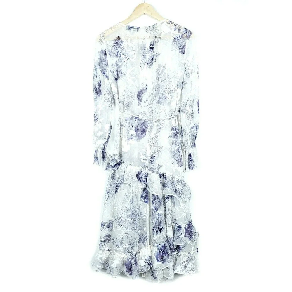 Reiss Floral Maxi Dress in White and Blue - Picture 6 of 8